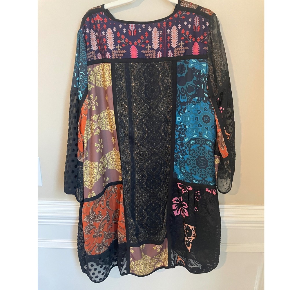 Soft Surroundings Size XL Adassa Patchwork Sequin Embroidered Boho Tunic Dress - Picture 2 of 9